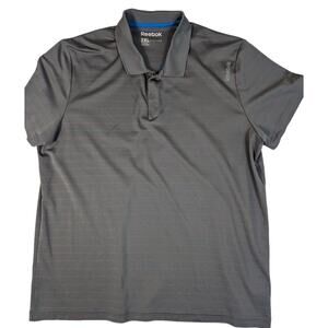 Reebok PlayDry Men Size 2XL Gray with Orange Pinstripes Athletic Golf Polo Shirt
